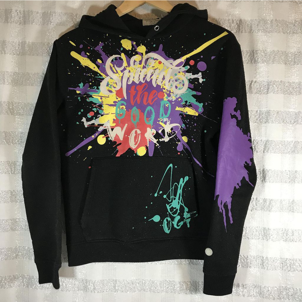 OGF Original Fables Black The Good Word Hoodie Small Paint Splatter Design